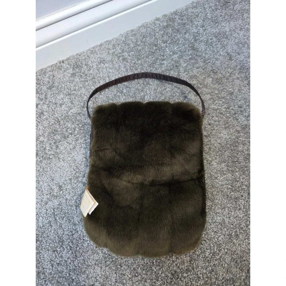 Bearington Baby Collection Brown Faux Fur Plush Satin Lined Handbag Bag